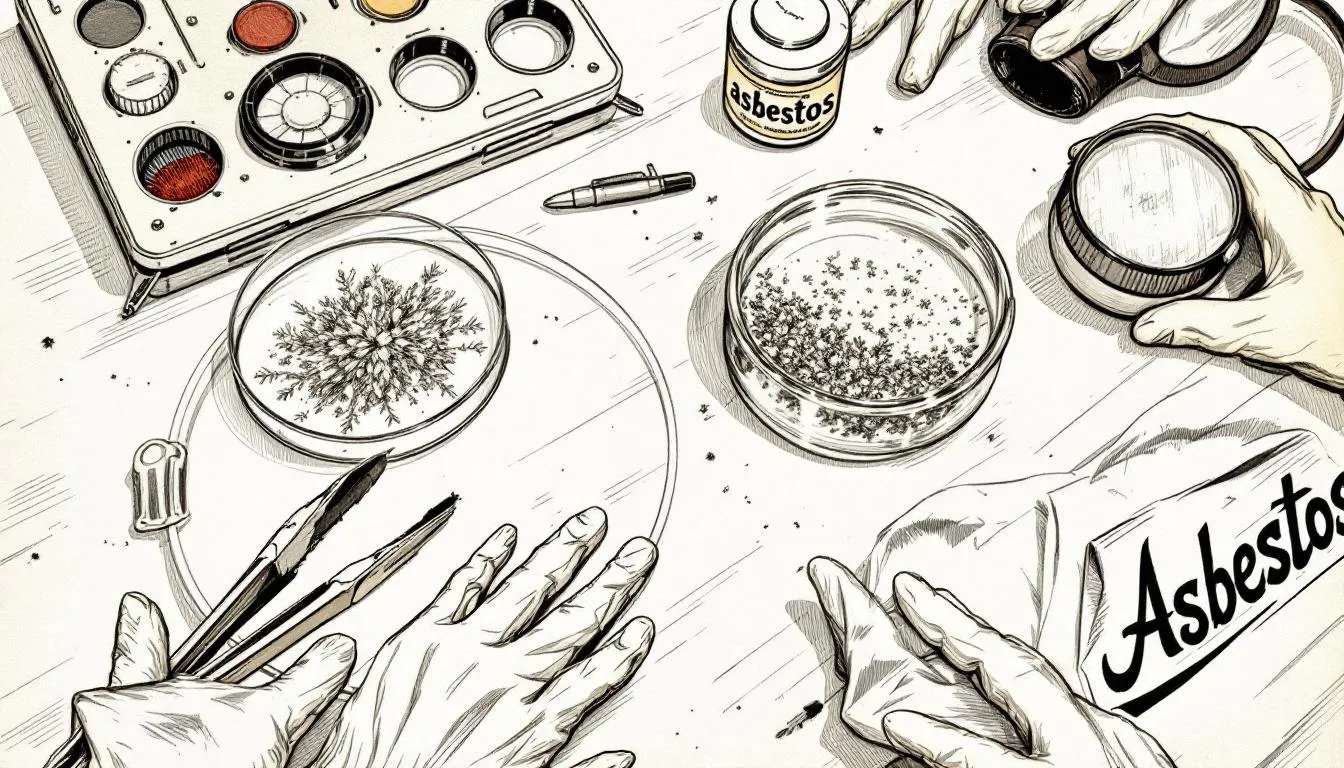 An image showing an asbestos testing kit and personal protective equipment.